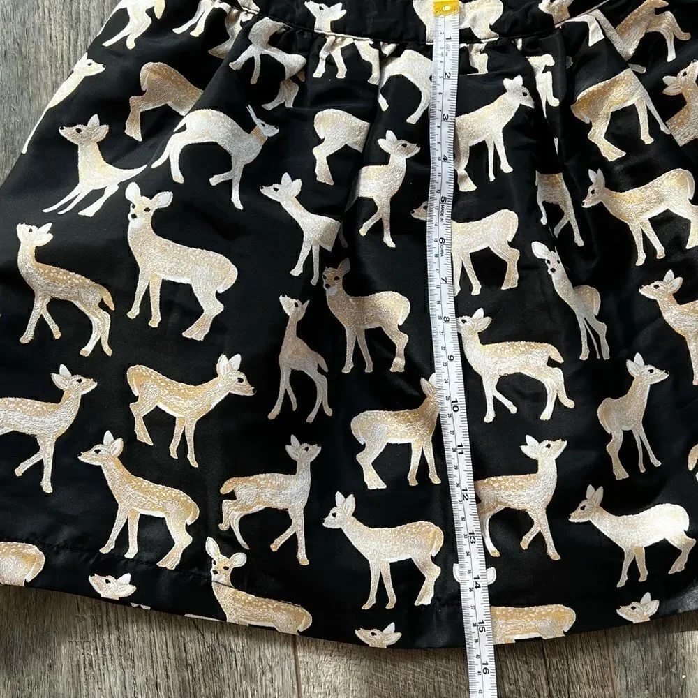 NWT Gymboree Girls Metallic Jacquard Deer Skirt Black Gold Holiday Girls XL 14